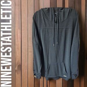 NINE WEST ACTIVE Plus Size Women's Black longSleeve Hooded Shirt.